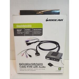 NEW IOGEAR GCS982U 2-Port Dual-Link DVI Cable KVM with Audio nib never opened